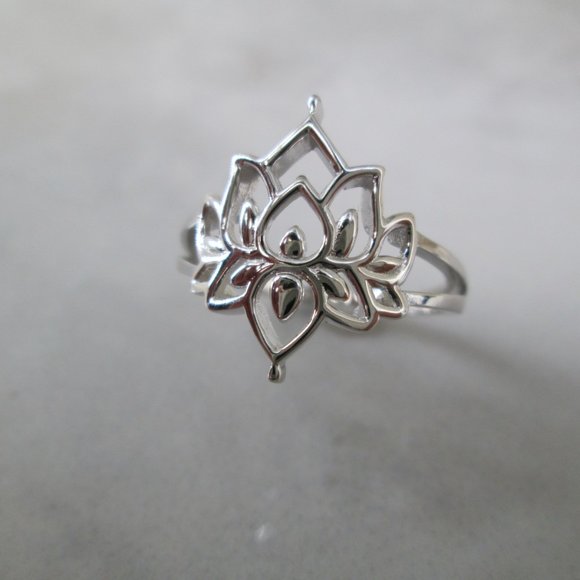 Lotus Flower Ring>925 Lotus Blossom Ring,Sterling Lotus Flower Ring,925 Sterling - Picture 3 of 6